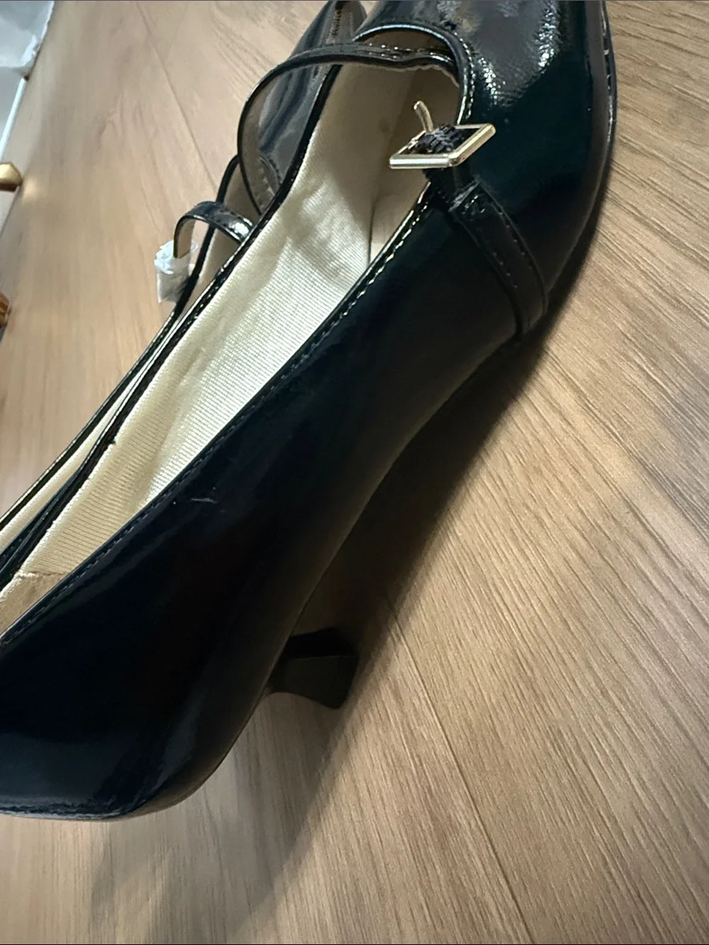 Black Patent Mary Jane Pointed Toe Kitten Heels